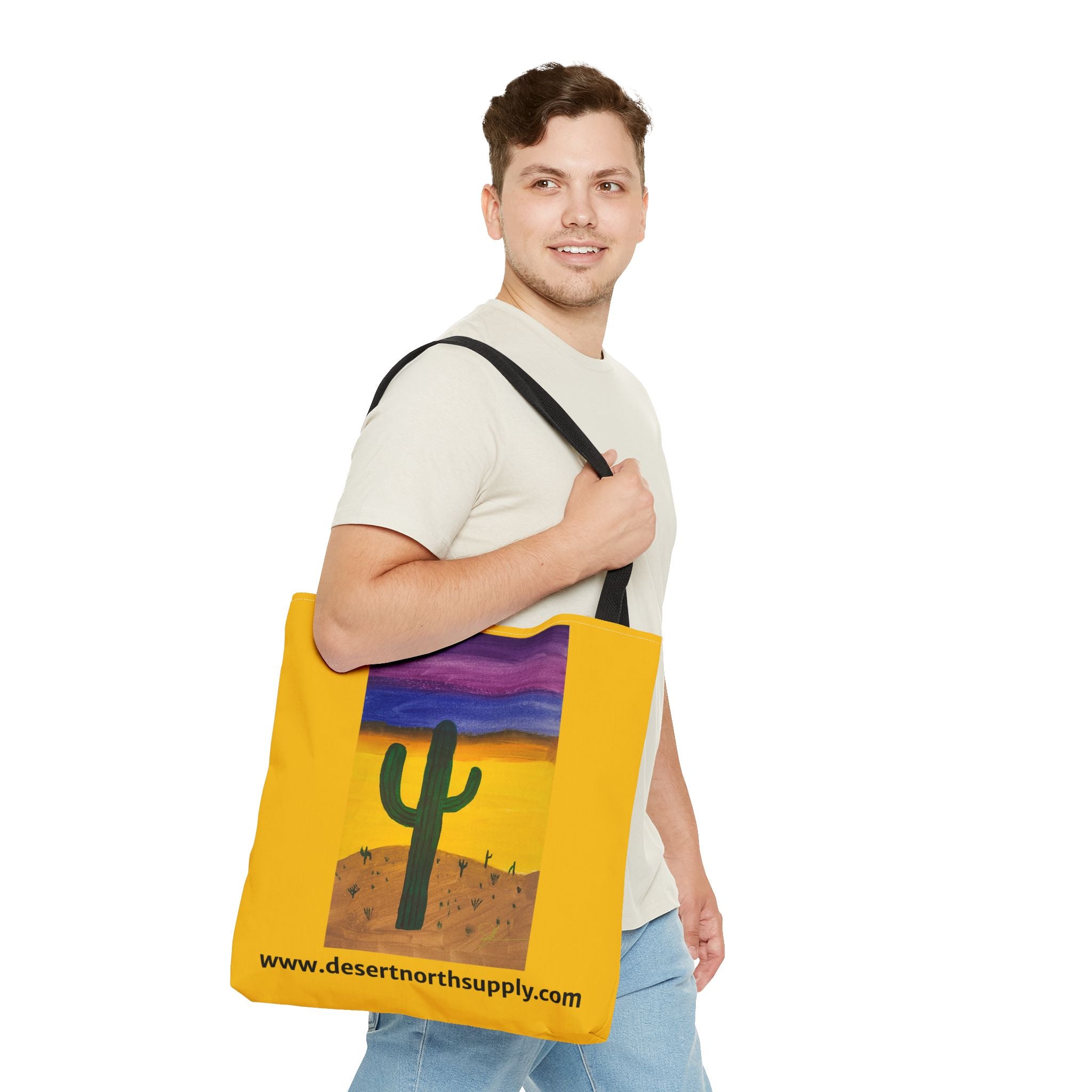 Desert Saguaro Cactus Canvas Tote Bag — "Alone" by John Ganger