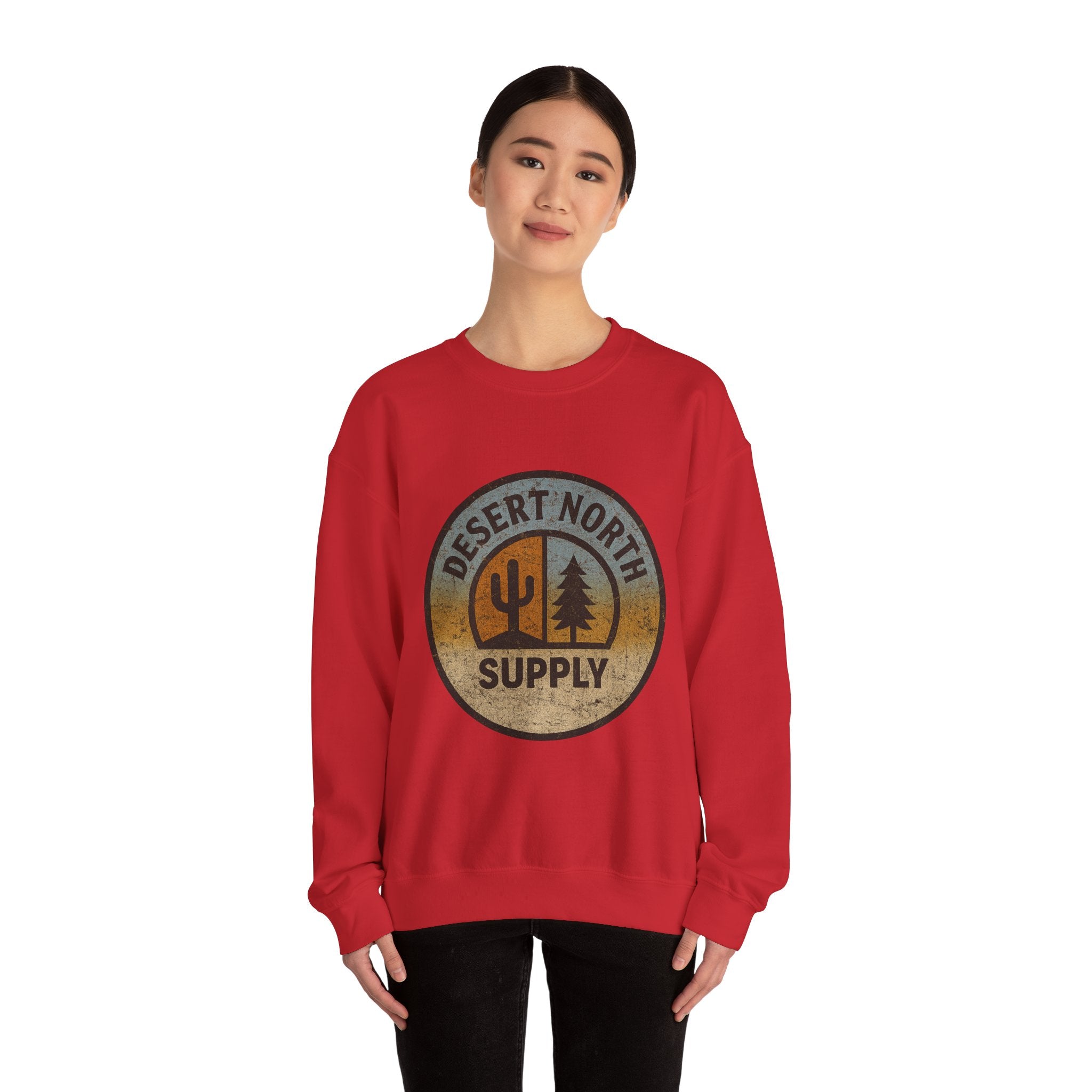 Desert North Supply Crewneck Sweatshirt – Vintage Cactus & Pine Logo