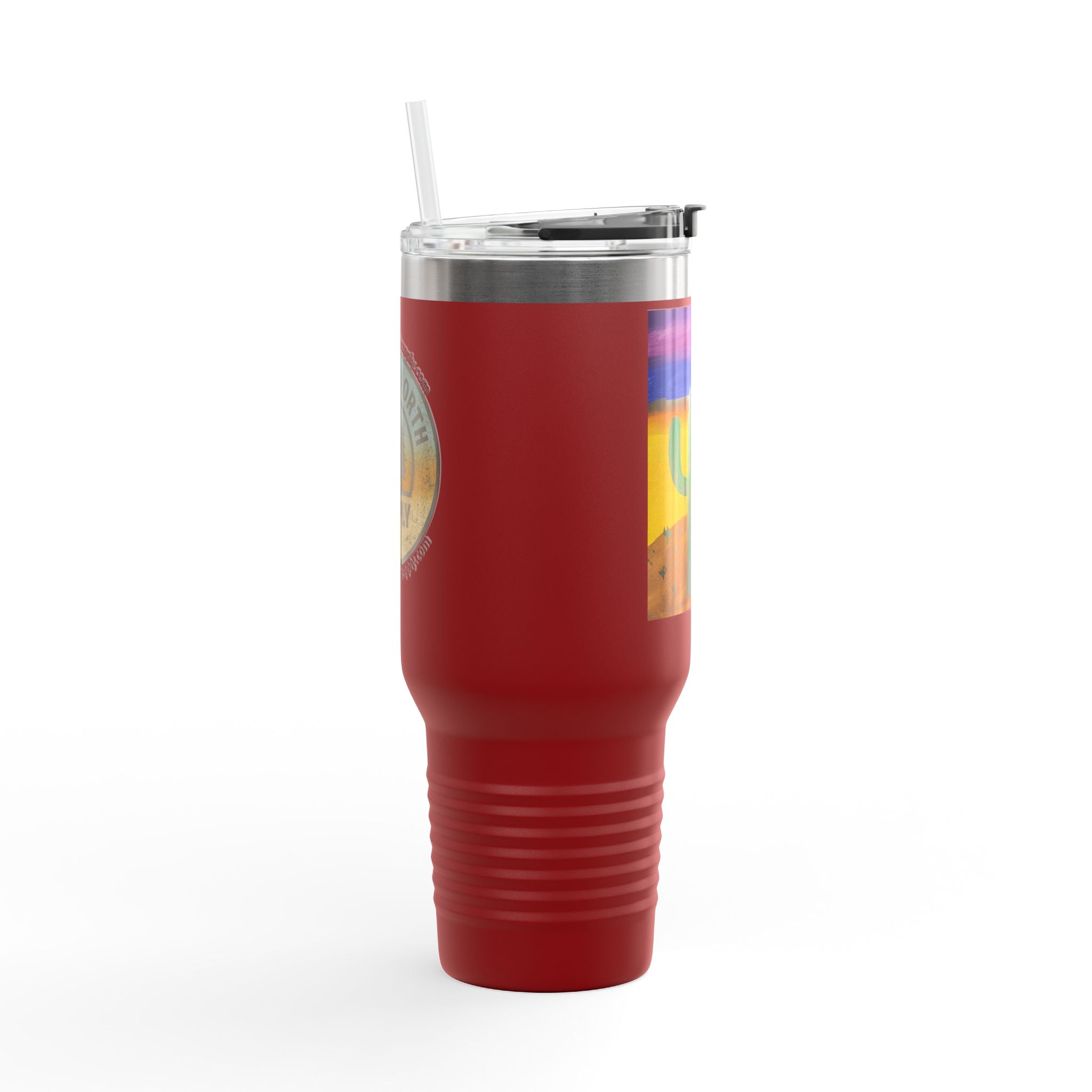 40oz Insulated Travel Mug — Colorful Desert Cactus Design