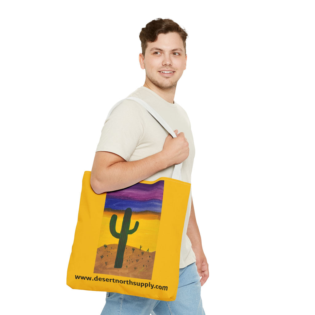 Desert Saguaro Cactus Canvas Tote Bag — "Alone" by John Ganger