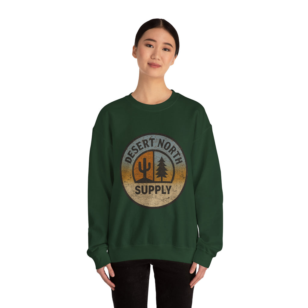 Desert North Supply Crewneck Sweatshirt – Vintage Cactus & Pine Logo