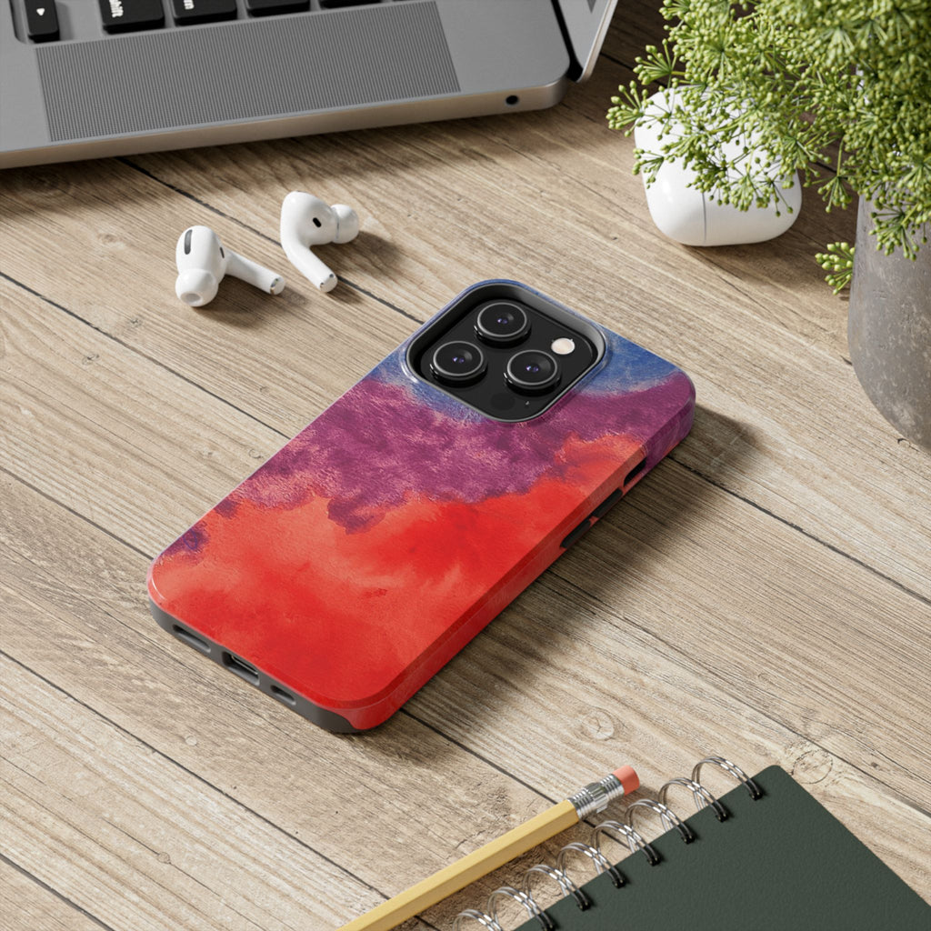 Red Purple Blue Abstract Phone Case | Colorful Geometric Art