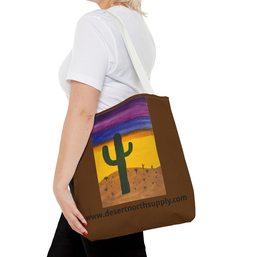 Desert Saguaro Cactus Canvas Tote Bag — "Alone" by John Ganger