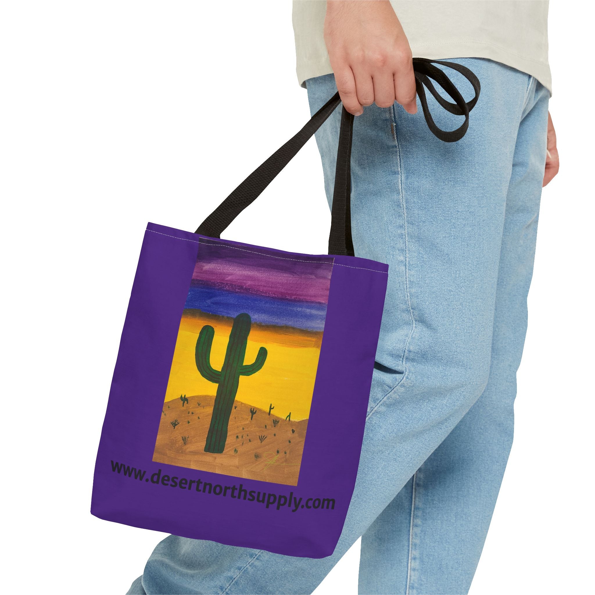 Desert Saguaro Cactus Canvas Tote Bag — "Alone" by John Ganger
