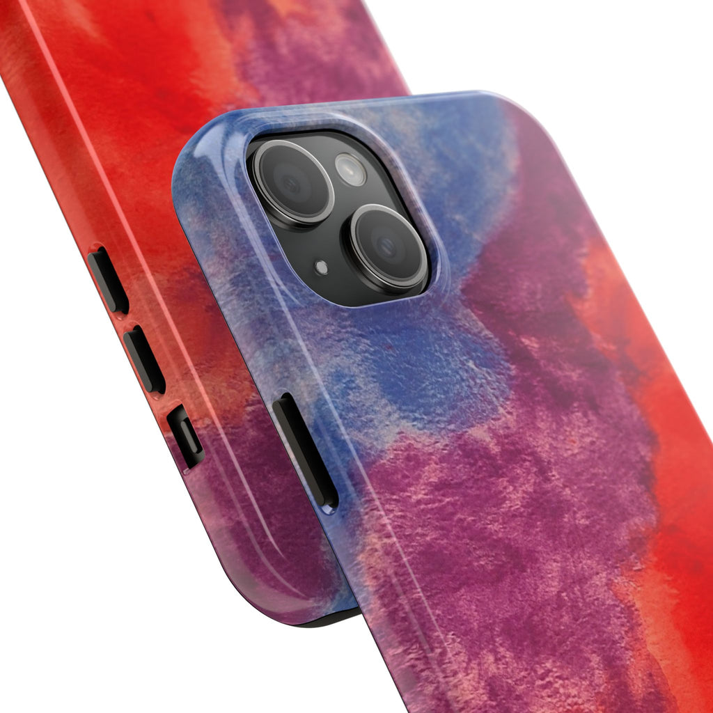 Red Purple Blue Abstract Phone Case | Colorful Geometric Art