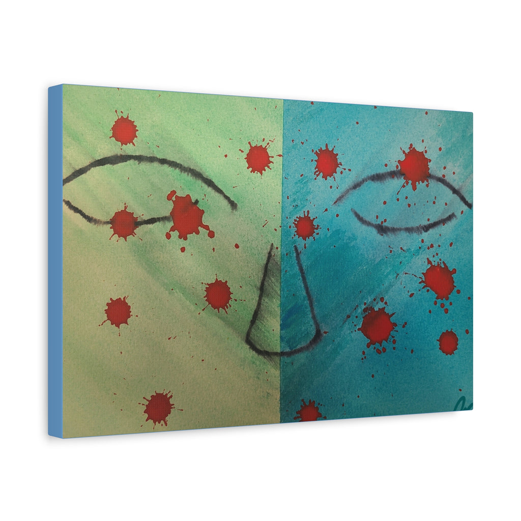 Abstract Split-Face Canvas Art - "Thoughts" Original Art by John Ganger