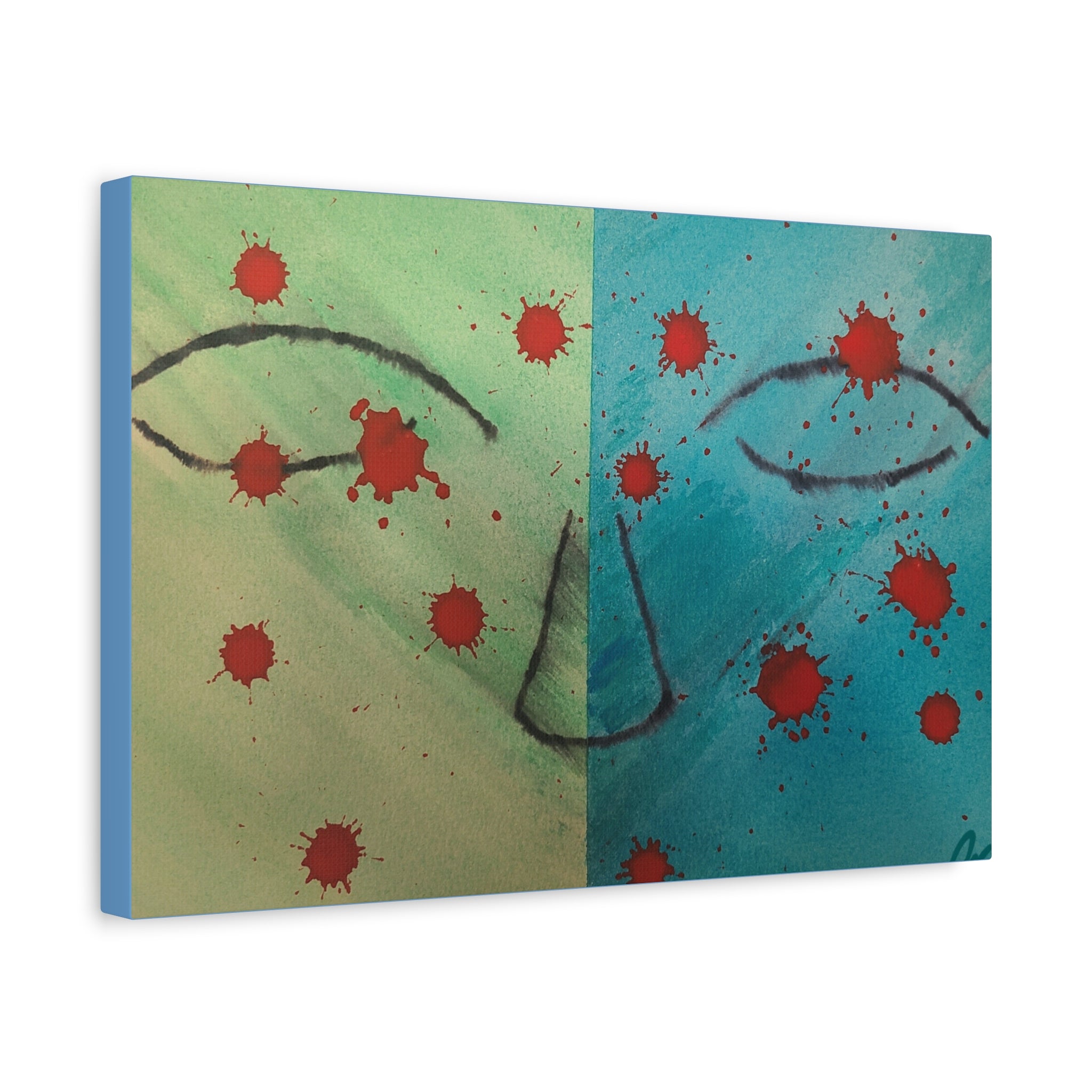 Abstract Split-Face Canvas Art - "Thoughts" Original Art by John Ganger