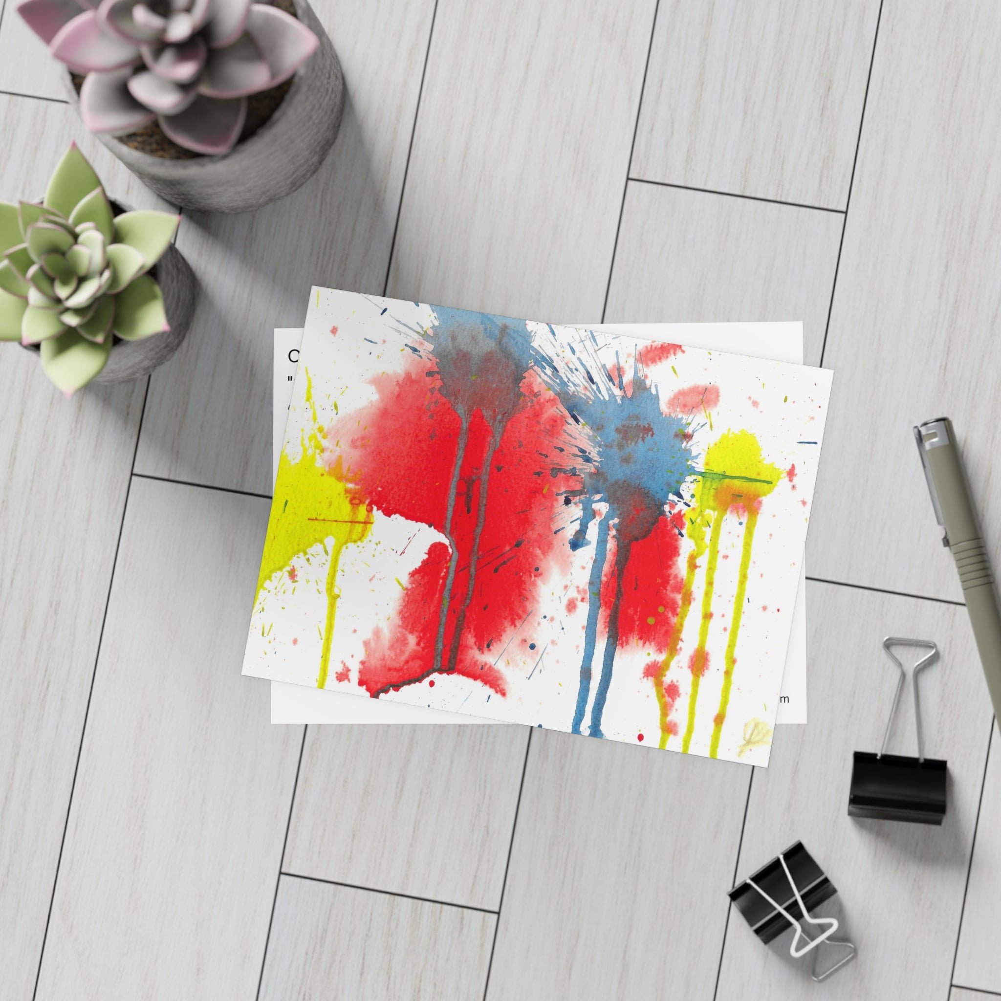 Splat - Playful Abstract Paint Splash Watercolor Postcard Set (4x6 or 5x7)