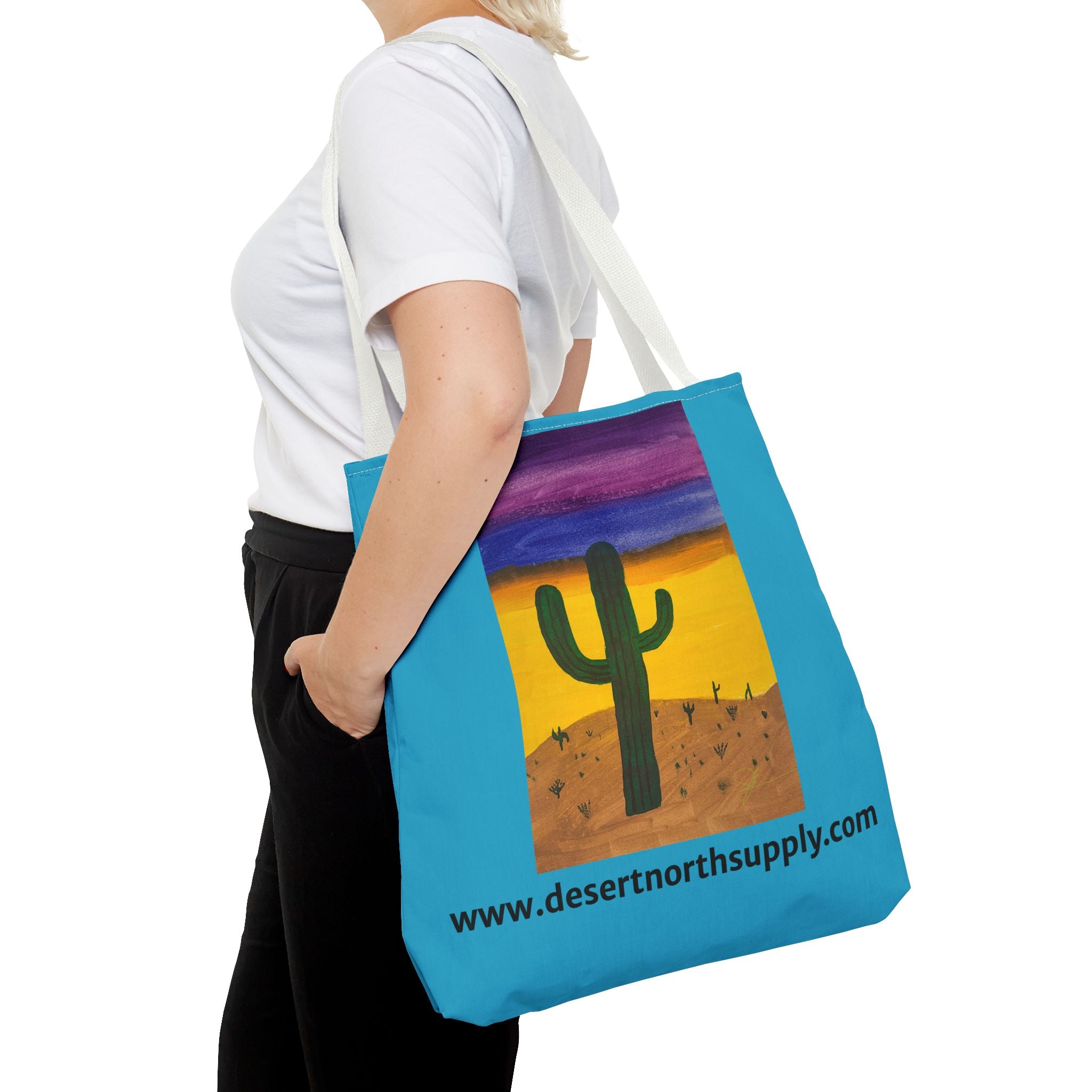Desert Saguaro Cactus Canvas Tote Bag — "Alone" by John Ganger