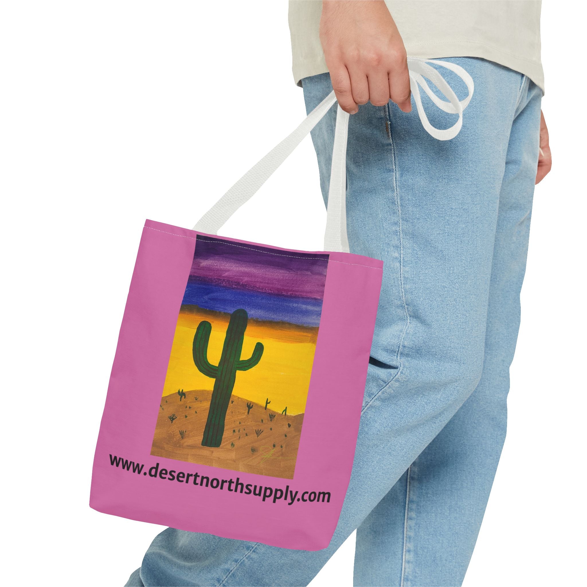 Desert Saguaro Cactus Canvas Tote Bag — "Alone" by John Ganger