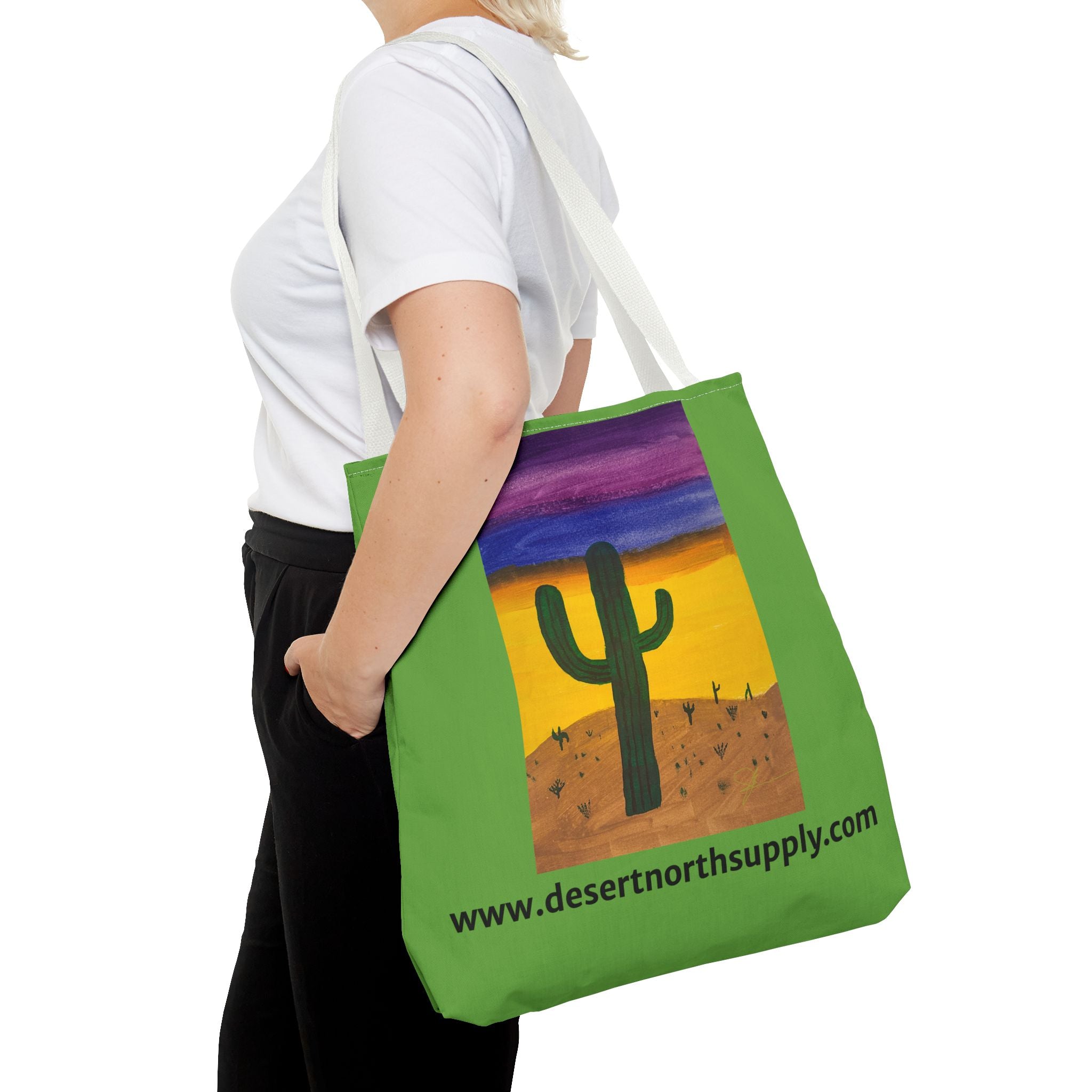 Desert Saguaro Cactus Canvas Tote Bag — "Alone" by John Ganger