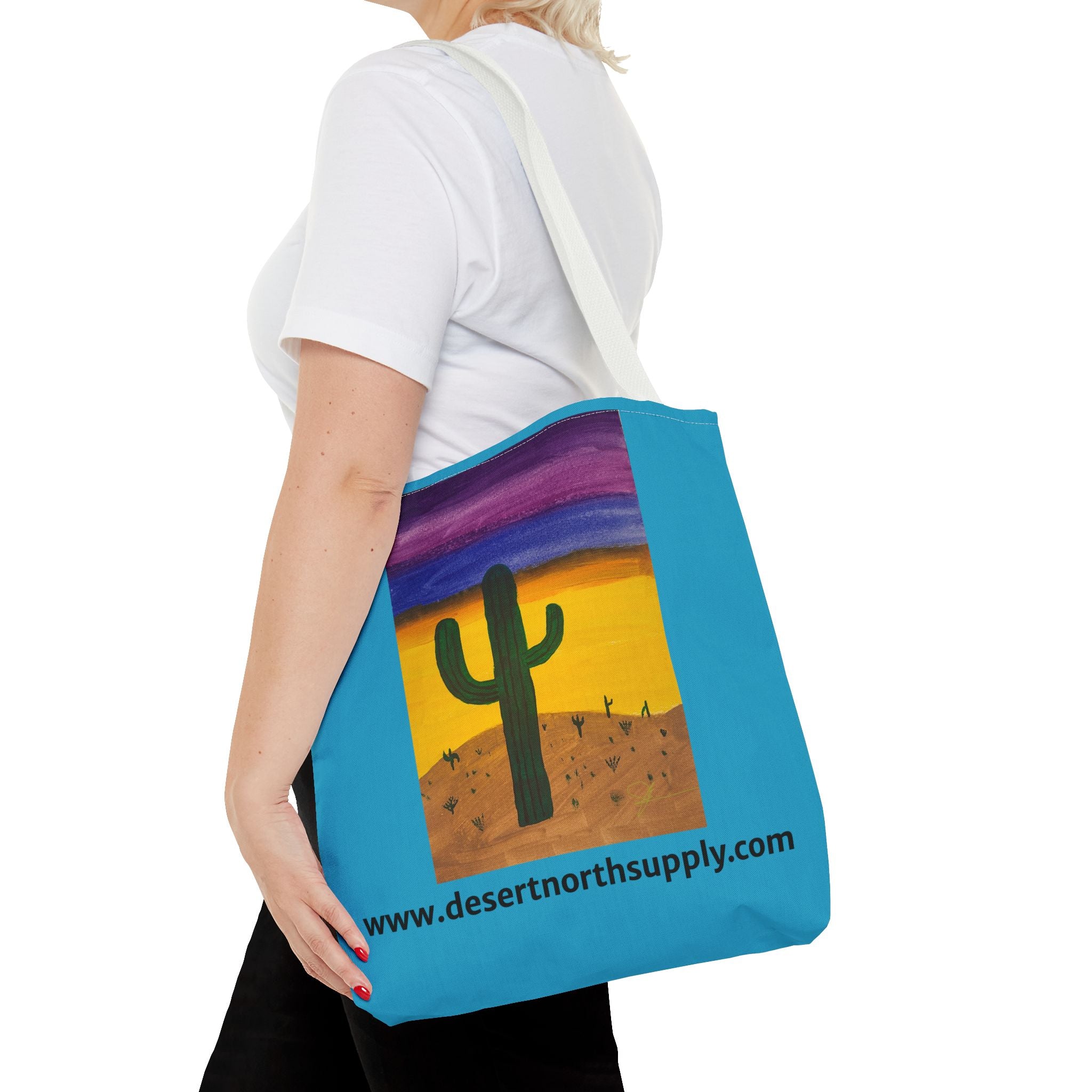 Desert Saguaro Cactus Canvas Tote Bag — "Alone" by John Ganger