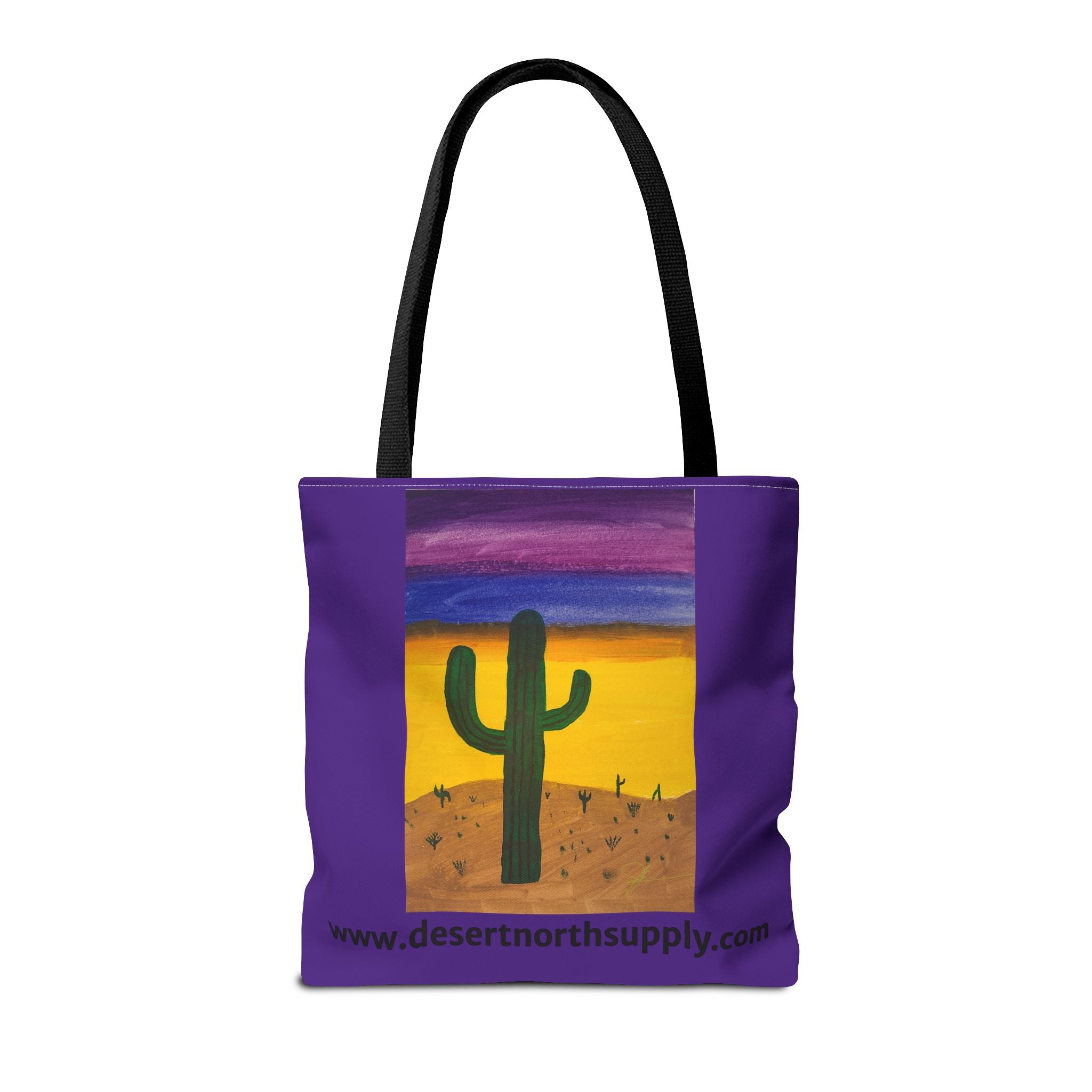 Desert Saguaro Cactus Canvas Tote Bag — "Alone" by John Ganger