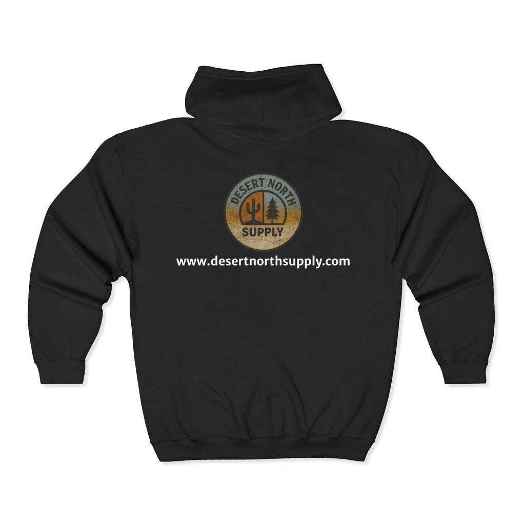 Desert North Supply Logo Zip Hoodie - Outdoor Adventure Full-Zip Sweatshirt