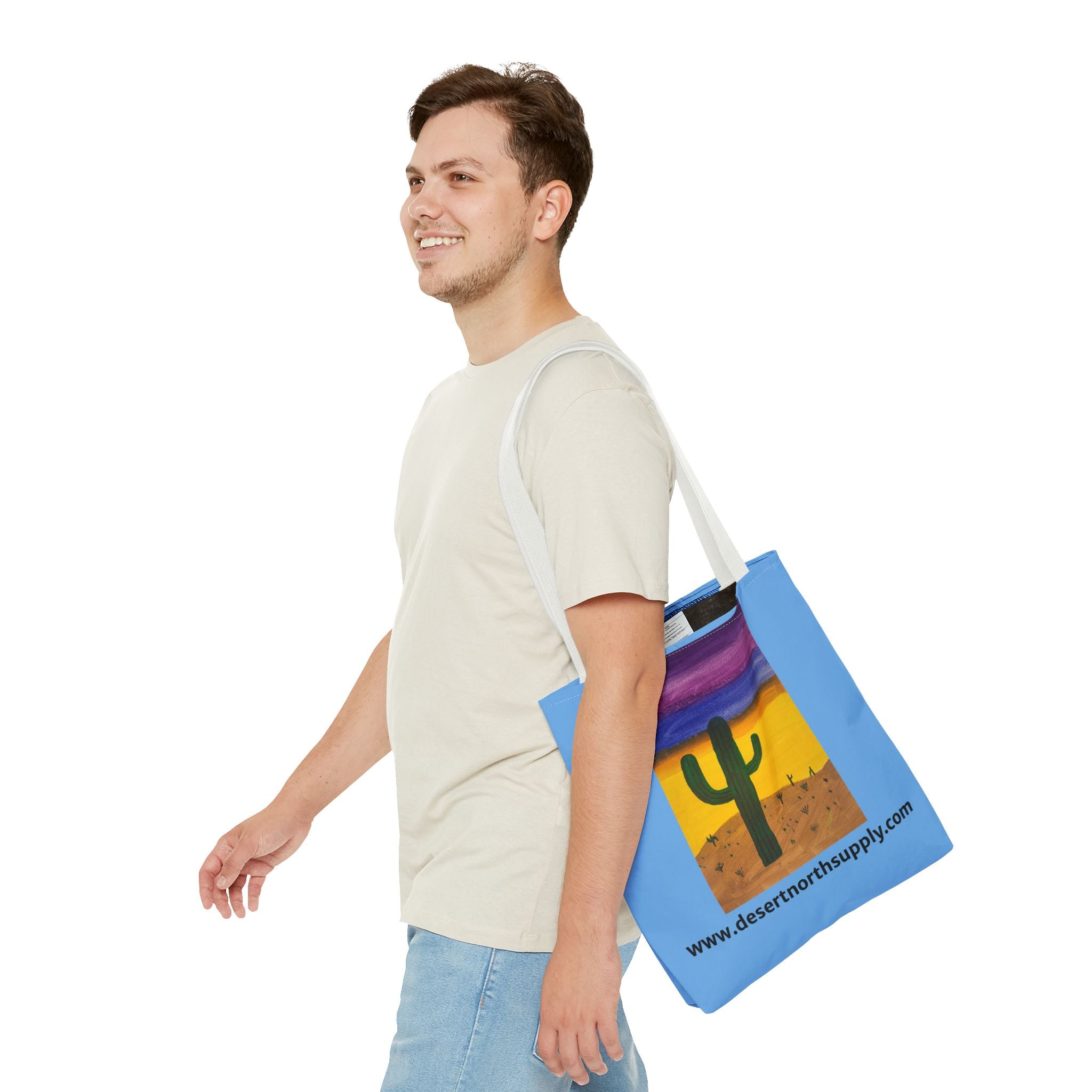 Desert Saguaro Cactus Canvas Tote Bag — "Alone" by John Ganger