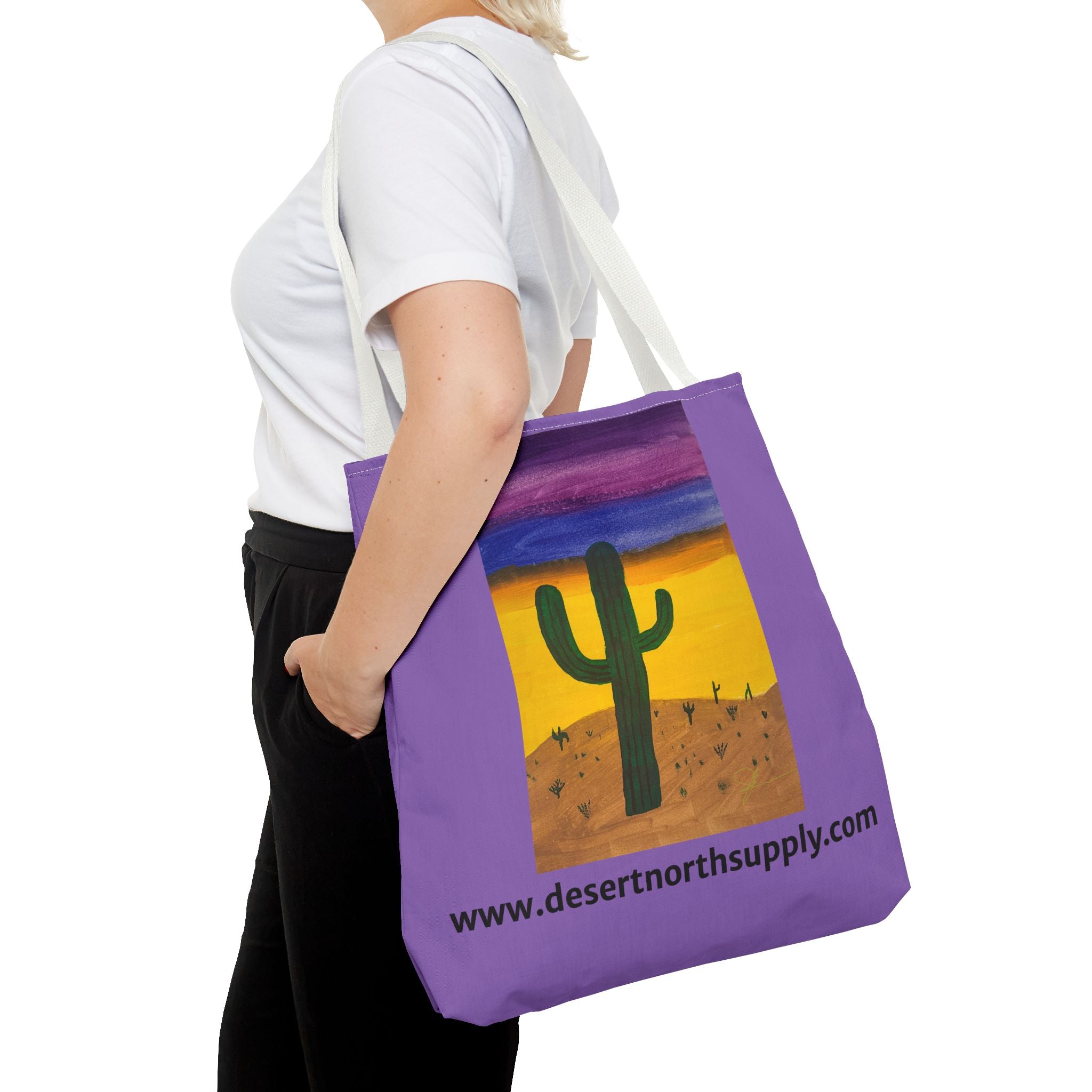 Desert Saguaro Cactus Canvas Tote Bag — "Alone" by John Ganger