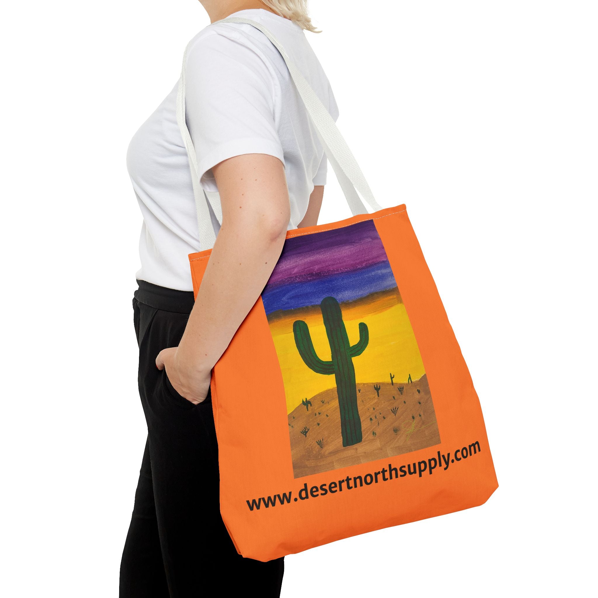 Desert Saguaro Cactus Canvas Tote Bag — "Alone" by John Ganger