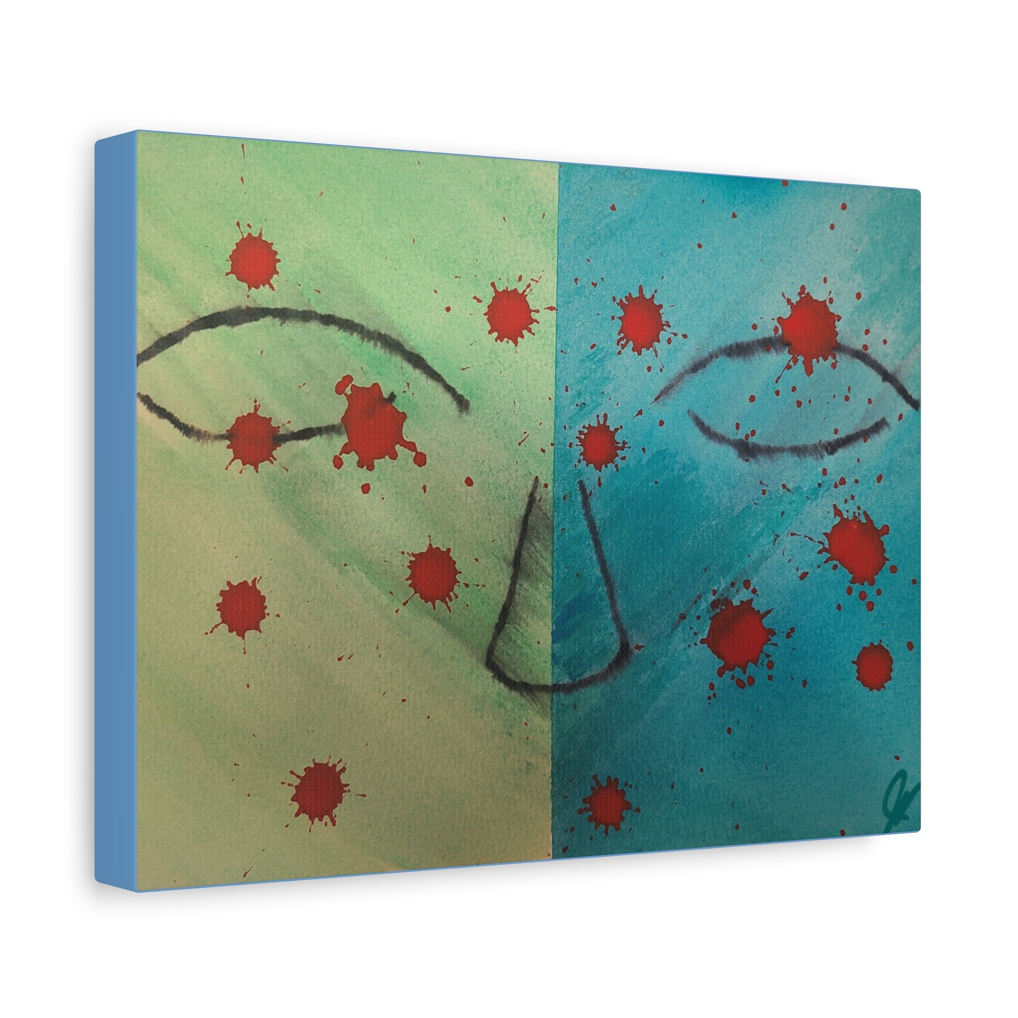 Abstract Split-Face Canvas Art - "Thoughts" Original Art by John Ganger