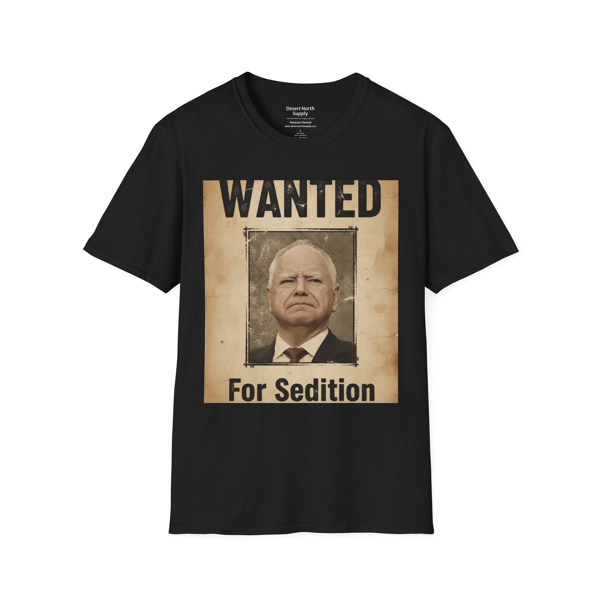Wanted Poster T‑Shirt — "WANTED For Sedition" Vintage Political Design