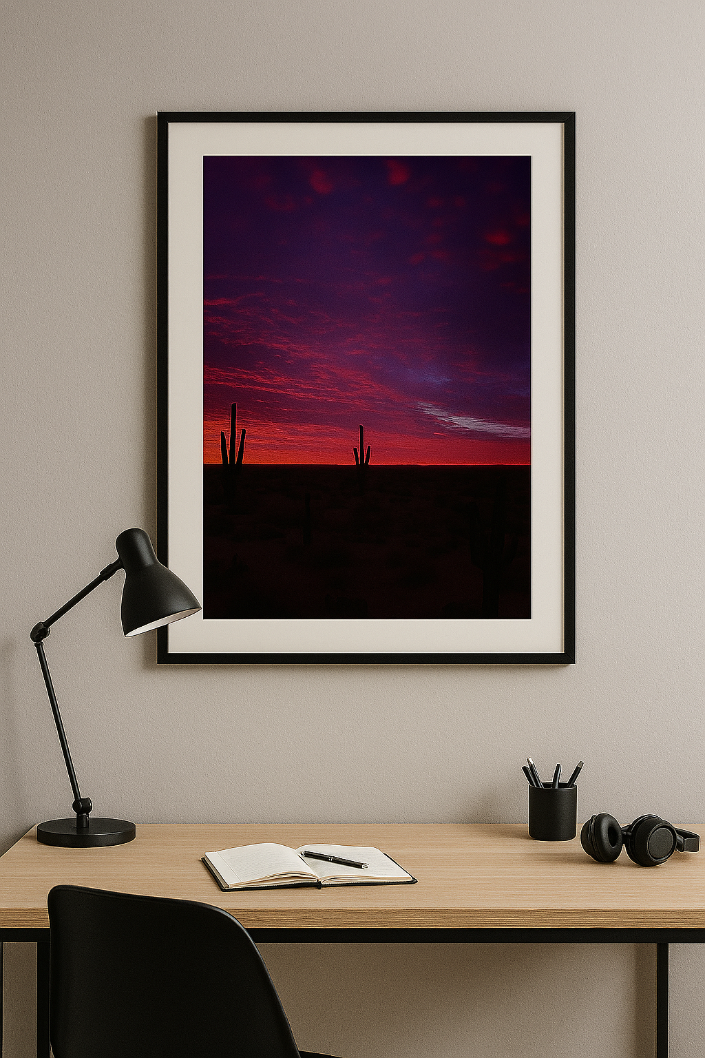 Saguaro Silence at Dusk – Desert Sunset Wall Art DNS-DP-SSD1