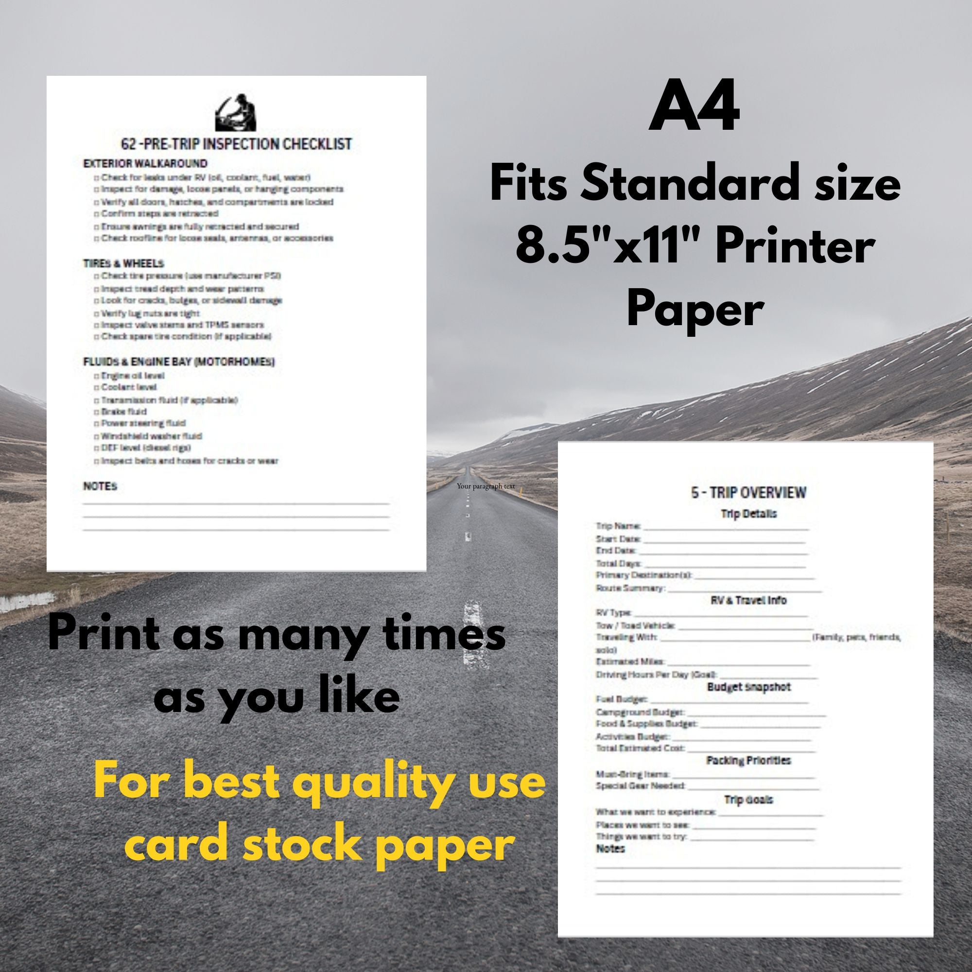 Ultimate RV Planner Printable 100 + Page RV Travel Binder, Checklists, Logs, Calendars, Maintenance, and Trip Planning,  Instant Download Digital Product